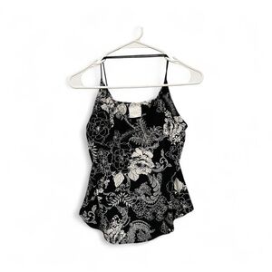 Vintage Y2K Era Taylor For B. Moss Black and White Floral Camisole Size Large